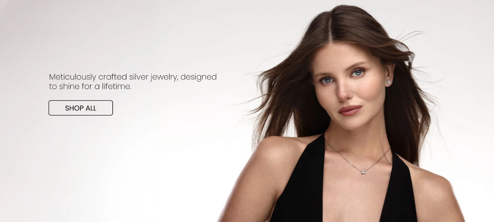 Waldorf jewellery campaign with a silver necklace and earrings